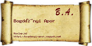 Bogdányi Apor névjegykártya